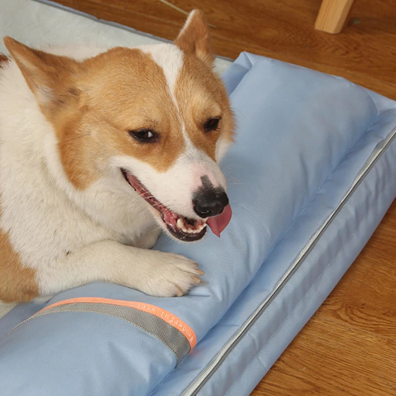 Summer Cooling Dog Bed For Large Medium Dog Puppy Orthopedic Memory Foam Mat With Pillow Breathable Waterproof Washable